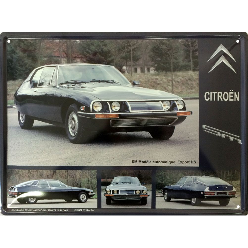 Plaque mtal Citroen SM automatique Export US 30 x 40 cm