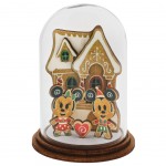 Cloche décorative Mickey et Minnie en verre et bois 10 cm
