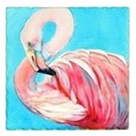 Dessous de plat Flamant Rose - 20 x 20 cm - Turquoise