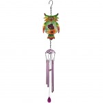 Carillon Hibou en mtal et verre Vert