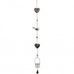 Suspension Photophore Coeur Papillon en mtal et verre 110 cm