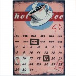 Calendrier Perptuel plaque mtal Hot Coffee Vintage