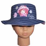 Chapeau Charlotte aux fraises brod bleu 2-4 ans