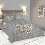 Housse de couette WOODLOVE Gris - Dco de Charme et deux taies