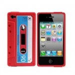 Coque silicone IPHONE 5 cassette audio rouge