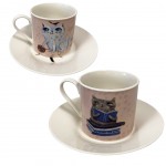 Set de 2 tasses et sous tasses Allen Desings - Crasy Cat