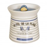 Pot  gros sel rond avec cuillre de bois Collection Cabourg