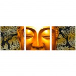 Stickers triptyque Bouddha Or 30 x 30 cm