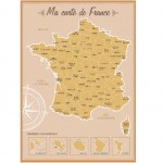 Carte De France à gratter 73 x 52 cm