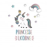 Sticker dcoration murale Princesse Licorne