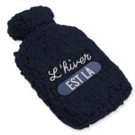 Bouillotte en fourrure moutonneuse bleu marine - L'hiver est