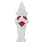 Statuette Nain de Jardin Love en rsine blanche et rouge 32.5 cm