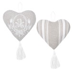 2 Cœurs décoratifs en coton à suspendre 10 cm - Adelaide