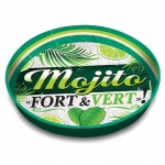 Plateau Mojito Fort et Vert - rond en métal 33 cm