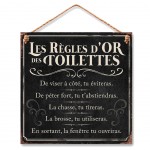 Plaque Dcorative Rgles d'Or des Toilettes 20 cm