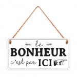 Plaque de porte en Bois - Le Bonheur c'est par Ici...