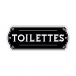 Plaque de porte - Toilettes - en relief et métal noir et blanc