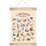 Plaque Kakemono en bois  suspendre Abcdaire Animaux