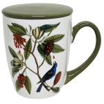 Tisanire en porcelaine avec infuseur mtal - Oiseau sur branche