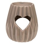 Brleur aromatique Coeurs en cramique taupe 10 cm