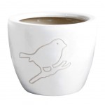 Cache pot Bird en terre cuite 22 cm - Blanc