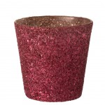 Petit Cache pot en verre Rose paillet 10 cm