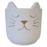 Cache-pot Chat Blanc et Or - 12.5 cm