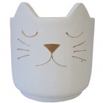 Cache-pot Chat Blanc et Or - 14.5 cm