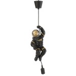 Lustre singe astronaute en rsine noire 37 cm