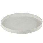 Plateau rond en mtal emboss blanc