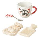 Set cadeau mug, cuillre canne en sucre d'orge et bouillotte