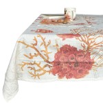 Nappe imprime en polylin enduit Corail orange 160 x 200 cm