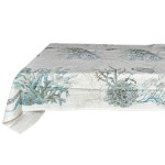 Nappe imprime en polylin enduit Corail bleu 160 x 250 cm