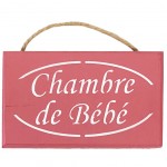 Plaque de porte Chambre de Bb en bois Rose Poudre