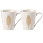 Set de 2 mugs plumes en porcelaine blanche