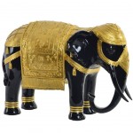 Figurine lphant en rsine noir et Or