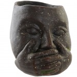 Cache pot Visage en fibre de verre - Ne rien dire