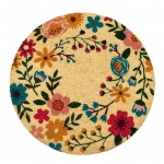 Paillasson en Fibres de coco rond floral 60 x 60 cm