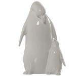 Figurine Maman Pingouin et Son Petit 32 cm