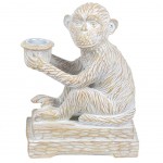 Bougeoir Singe tte tourne  gauche en rsine 18 cm