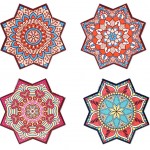 4 dessous de verres toiles en cramique et lige Mandala