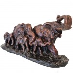 Figurine Famille lphants en Laiton - 12 X 27 cm