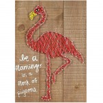 Cadre Flamant rose en bois - Fil tendu 35 x 24 cm