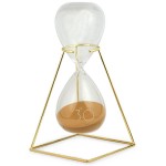 Sablier dcoratif mtal dor et verre - 26.5 cm - Sable ocre