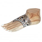 range-bracelets de cheville - Pied henné décoratif en bois 28 cm