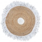 Tapis  franges rond en Jute Naturelle tresse 90 cm