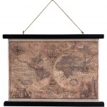 Mappemonde en toile vintage  suspendre - 63 cm