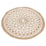 Tapis mandala rond en jute tresse 90 x 90 cm