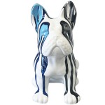 Statuette bouledogue Franais assis blanc de cramique