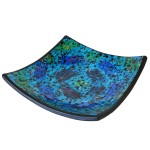 Coupelle dcorative en mosaque de verre bleue 29 cm